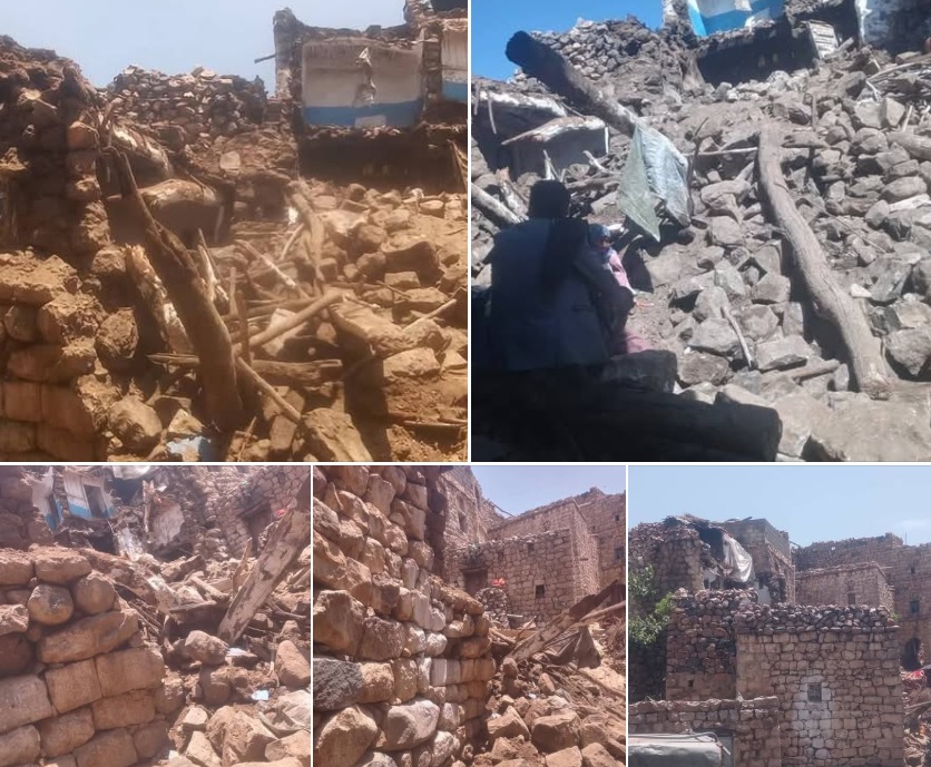 انهيار ثلاثة منازل في ذمار جراء الأمطار الغزيرة وإنقاذ عشرات السكان