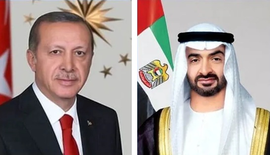 رئيسا الإمارات وتركيا يبحثان التعاون الثنائي وتطورات الشرق الأوسط
